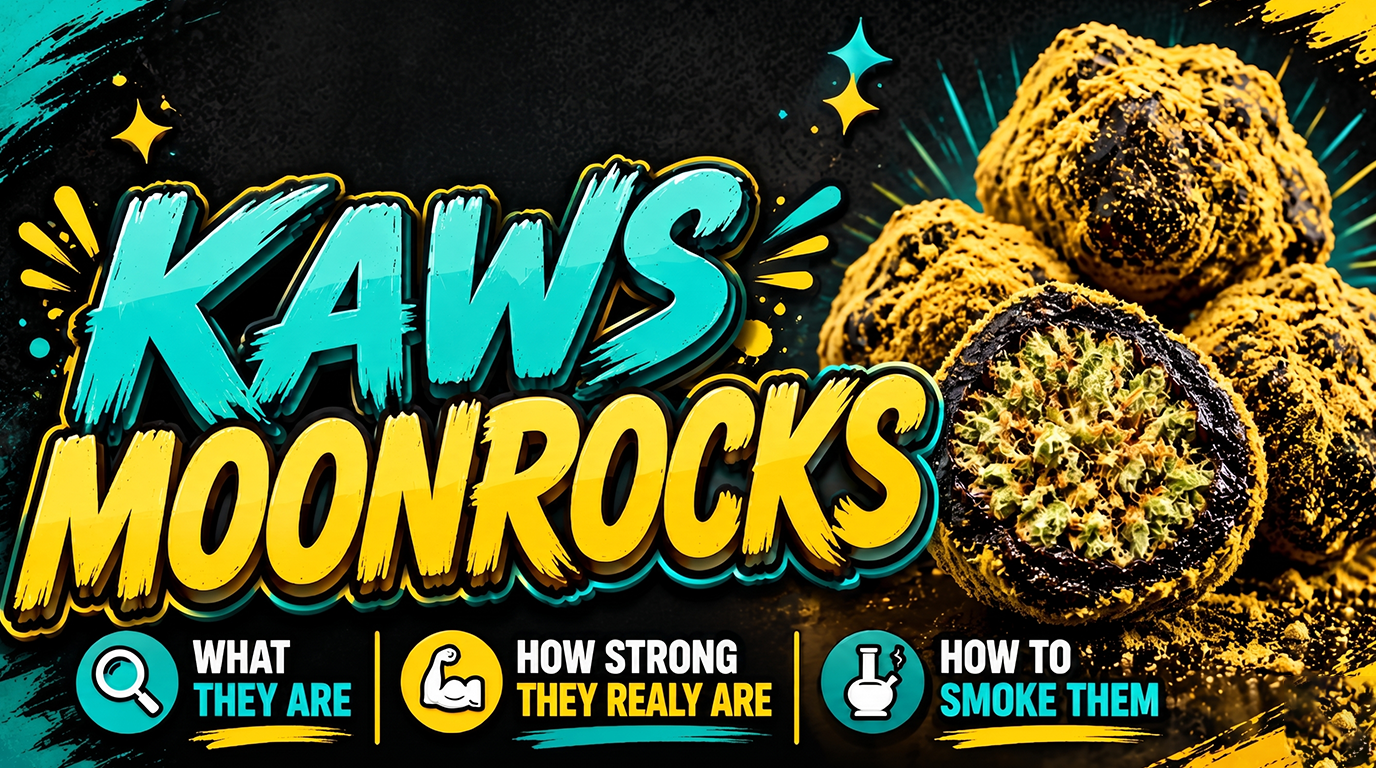 KAWS Moonrocks cannabis product coated in kief with high-potency THC concentrate and flower blend