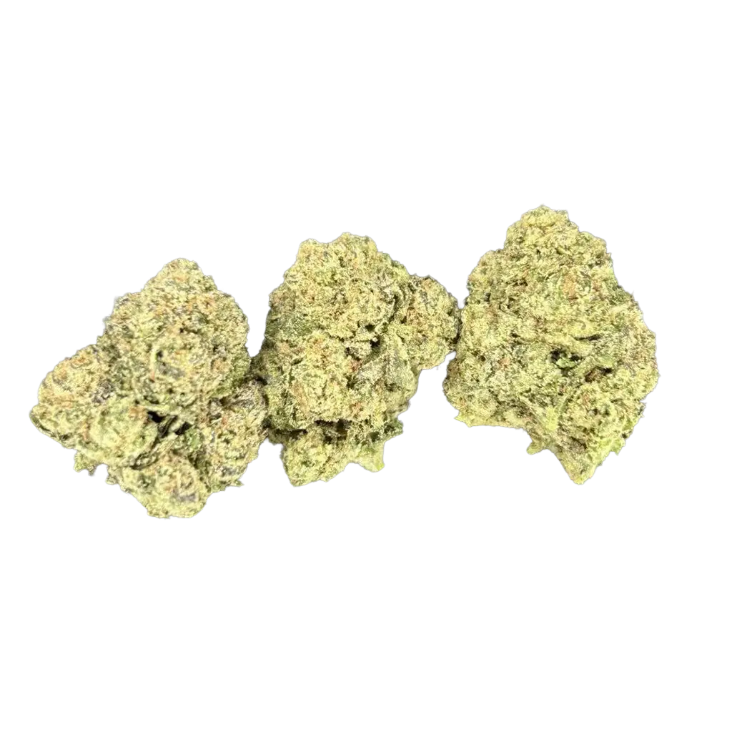 LCG x Zooties THCa Flower featuring dense frosty purple and green buds with citrus candy aroma, creamy dessert terpenes, and heavy trichome coverage.