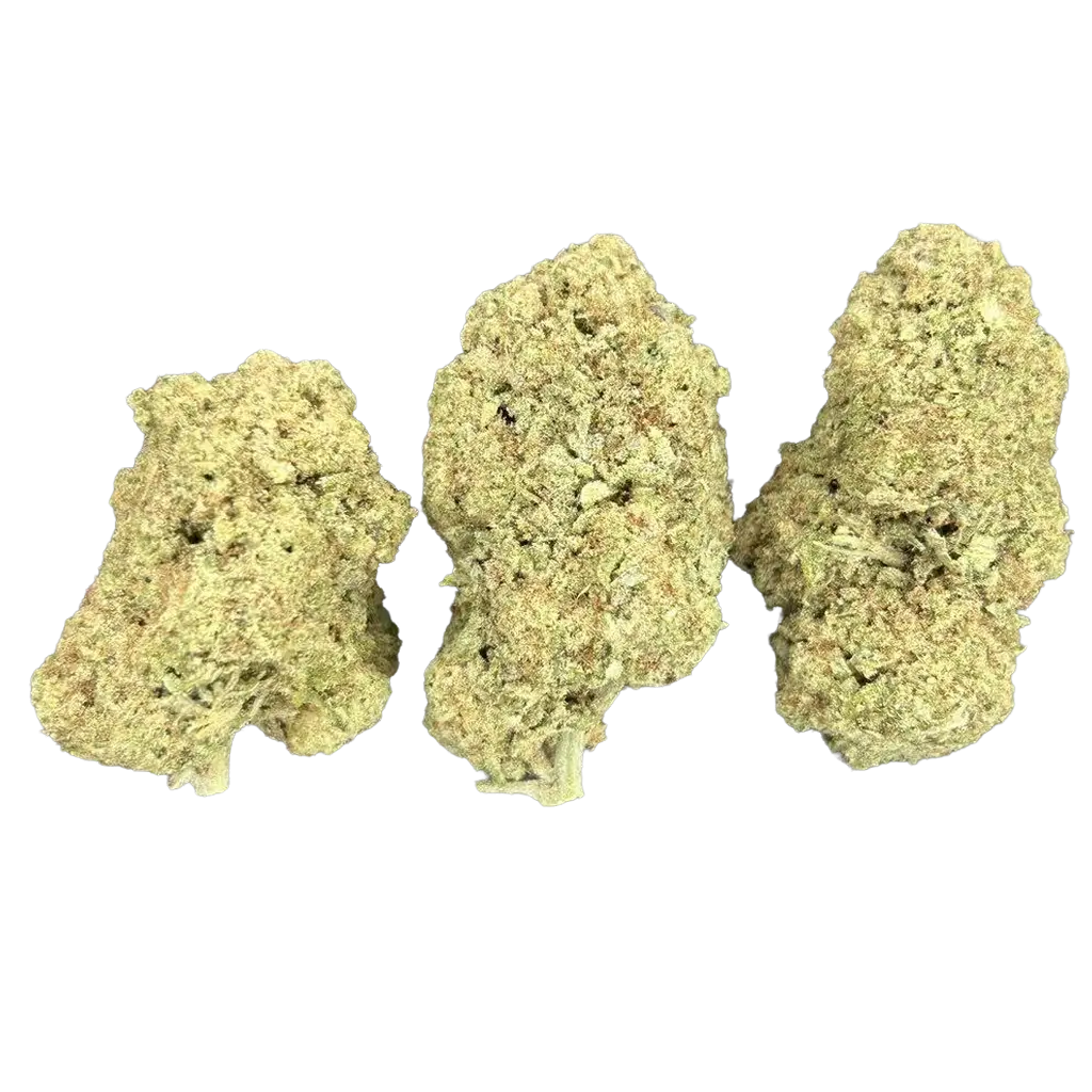 Mac 1 THCa Flower featuring dense frosty green and purple buds with creamy citrus aroma, earthy gas terpenes, and heavy trichome coverage.