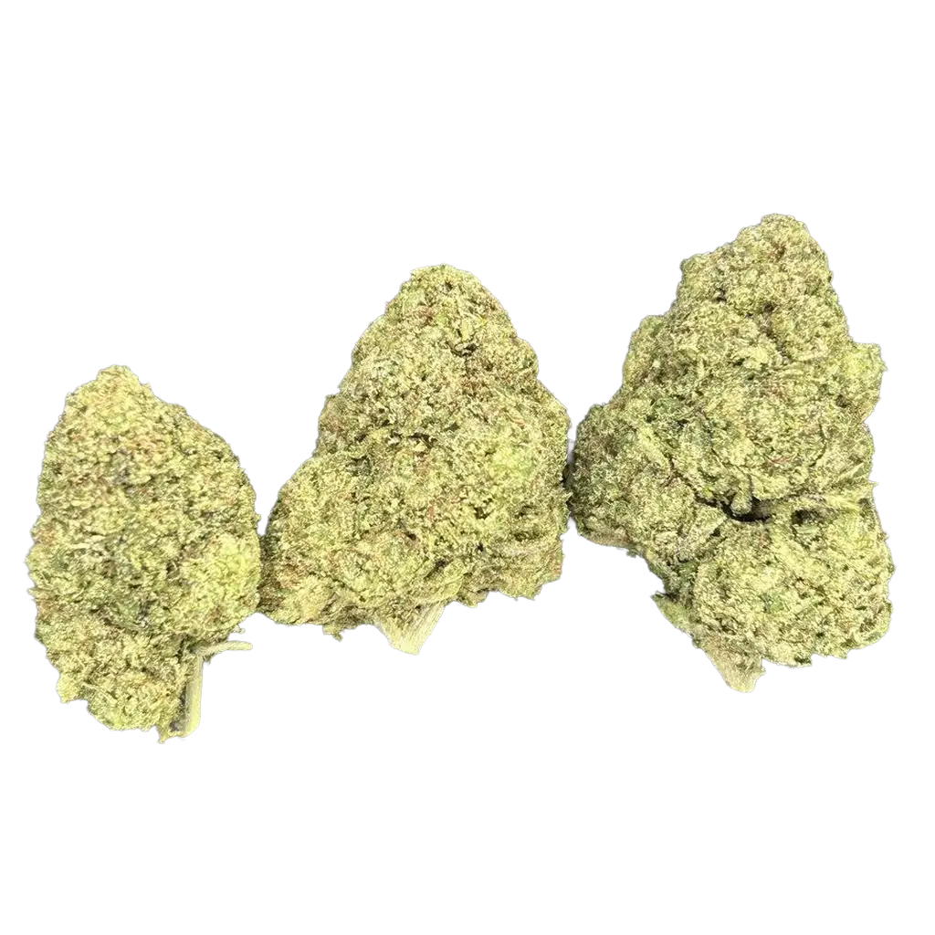 Triple Runtz THCa Flower featuring dense frosty purple and green buds with sweet candy aroma, tropical fruit terpenes, and heavy trichome coverage.