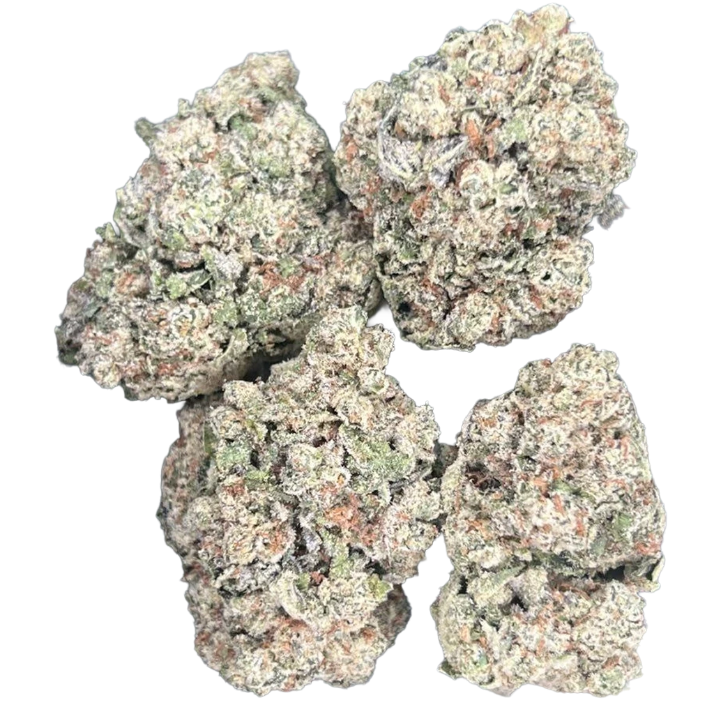 #1 Fan THCa Flower featuring dense frosty buds with sweet berry, candy, creamy fruit, and subtle gas terpene characteristics.