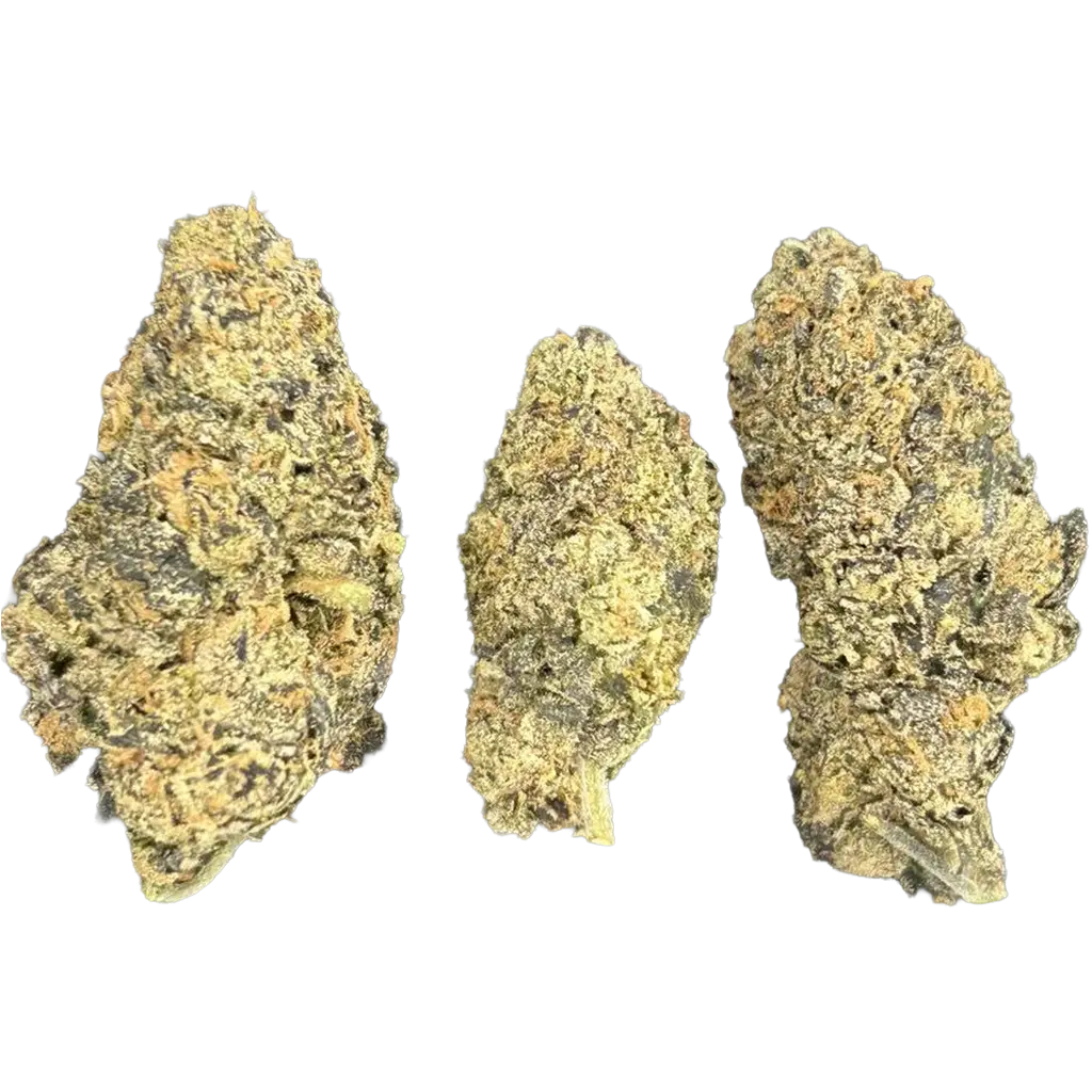 DIVA THCa Flower featuring dense frosty buds with sweet fruity aroma, candy and creamy terpene notes, and heavy trichome coverage.