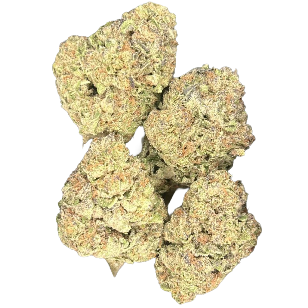 Dos-I-Dos THCa Flower featuring dense frosty buds with sweet cookie, nutty, earthy, spicy, and gassy terpene characteristics.