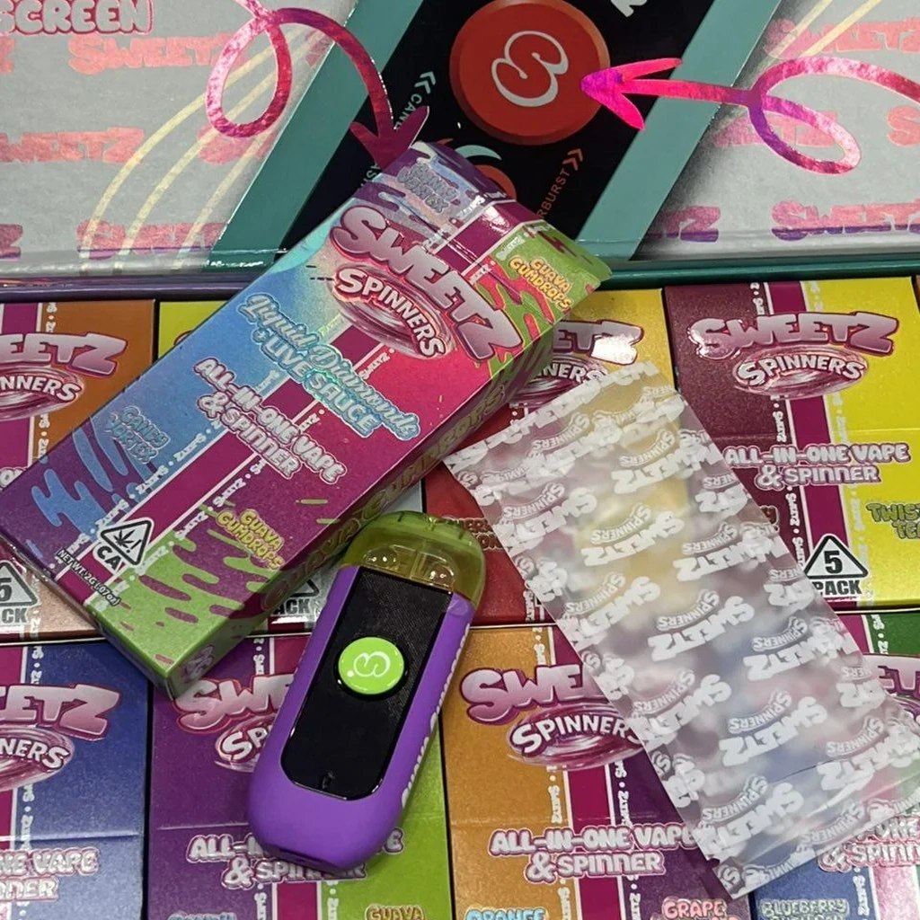 2G Sweets Spinners disposable vape featuring a compact all-in-one design with a convenient 2-gram capacity and sweet candy profile.