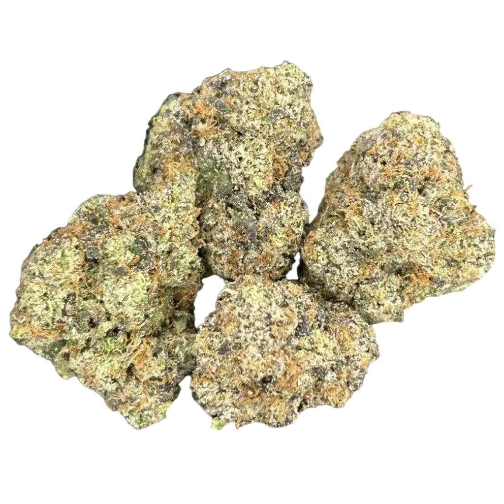 LM x LCG THCa flower buds showing natural texture and visible trichomes.
